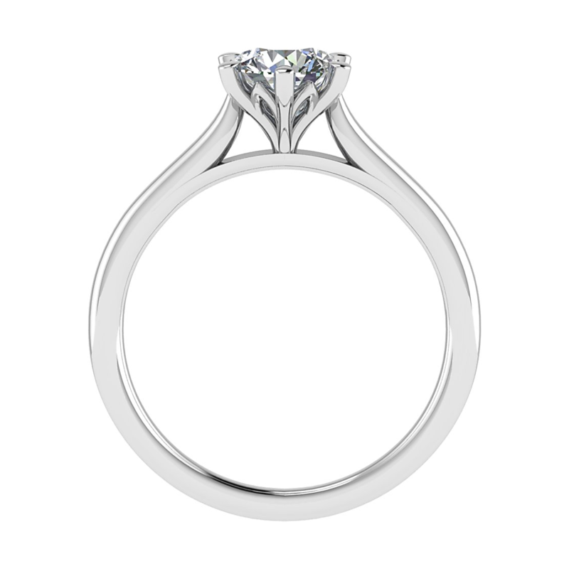 Förlovningsring Roshi i platina med diamant, tulpanfattning och sex klor från Badrion - sidovy med tulpanfattning