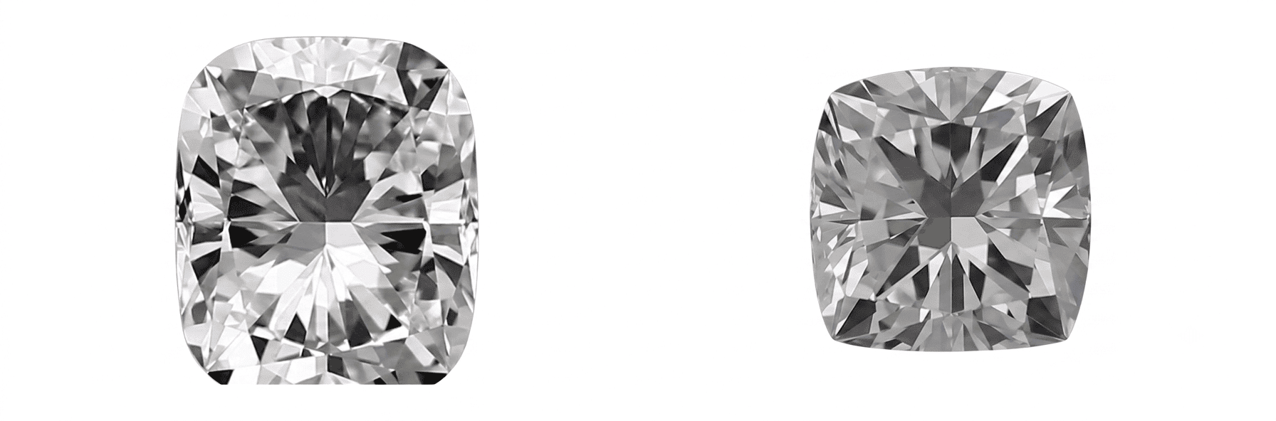 Rektangulär och kvadratisk kuddslipad diamant